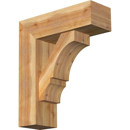 Ekena Millwork Balboa Block Rough Sawn Bracket w/ Offset Brace, Western Red Cedar, 8"W x 24"D x 28"H BKT0806X24X28BOA05RWR
